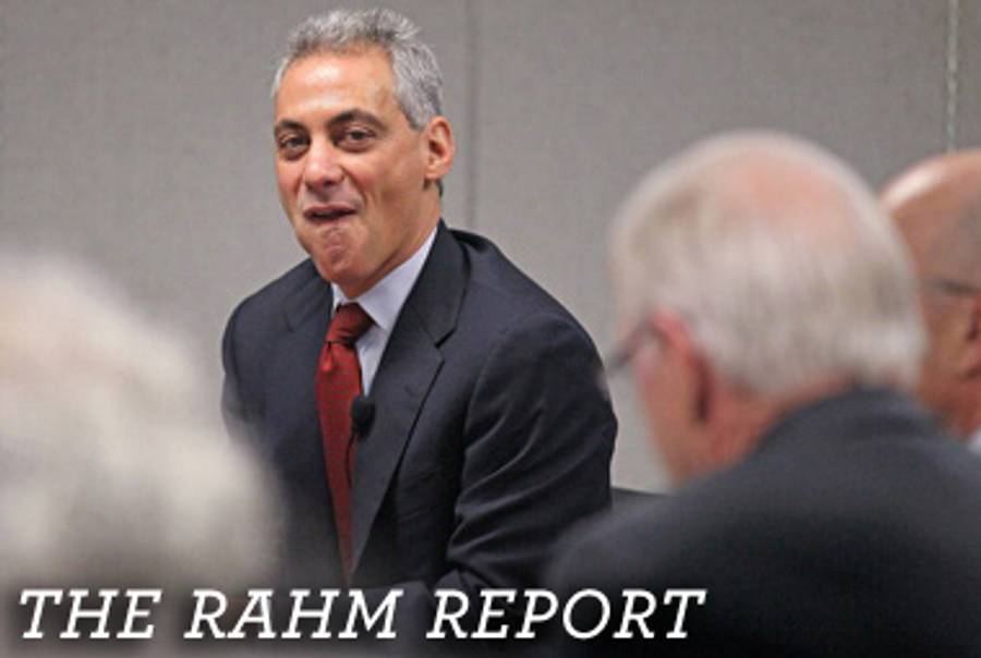 Rahm Emanuel at yesterday’s hearing.(Scott Olson/Getty Images)
