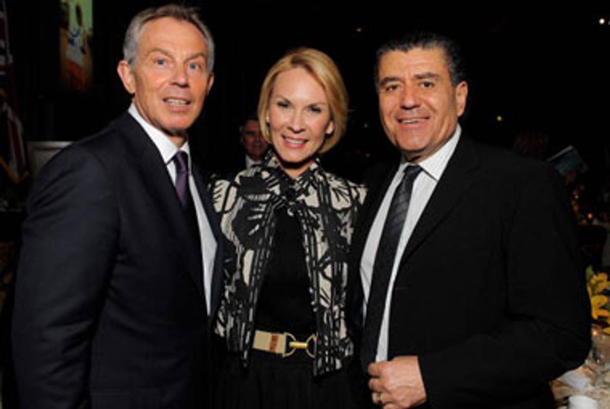 Tony Blair, Cheryl Saban, and Haim Saban at a benefit in Los Angeles in April.(Todd Williamson/WireImage)