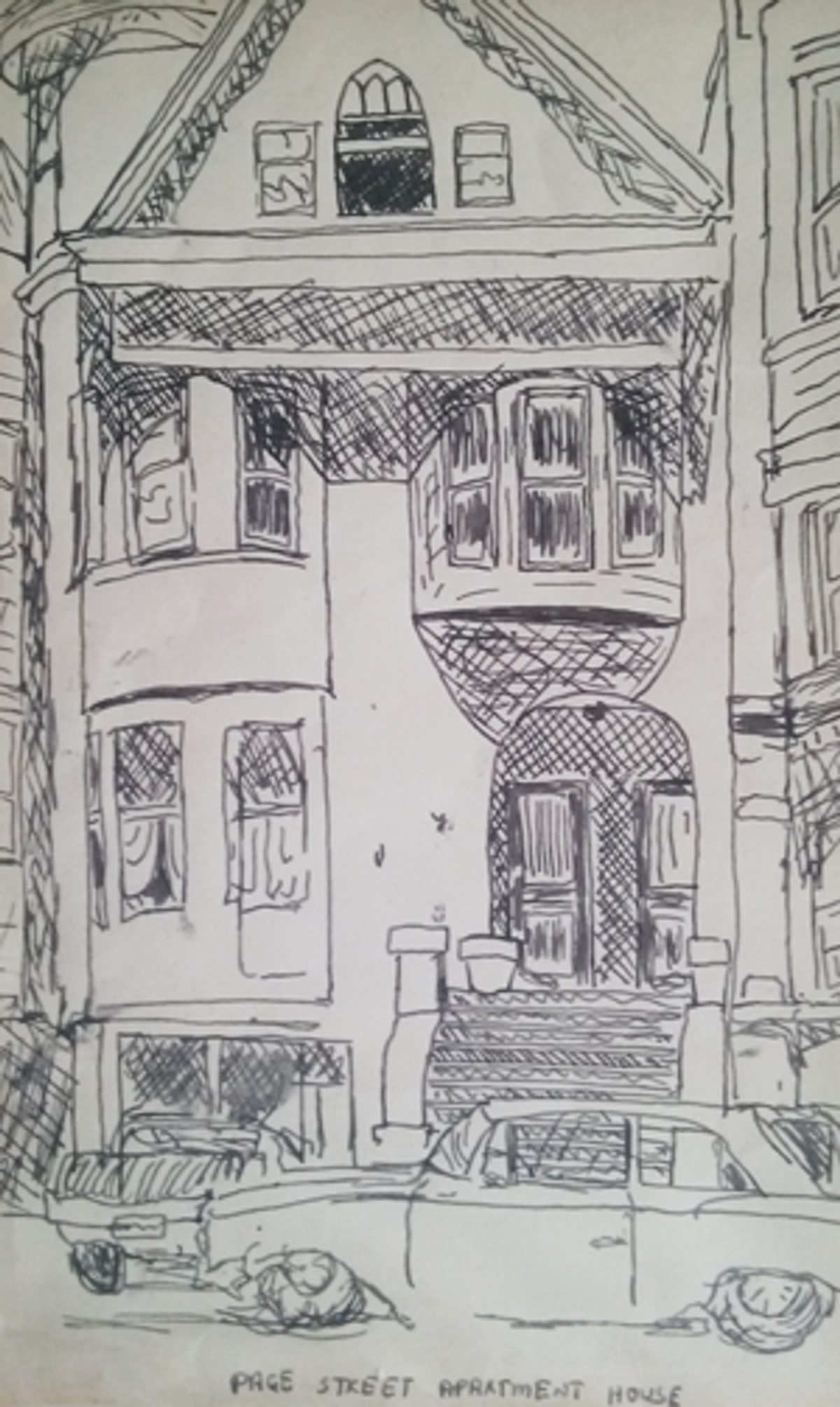 Illustration by the author of his apartment at 1686 Page Street, Haight-Ashbury, San Francisco, 1967.