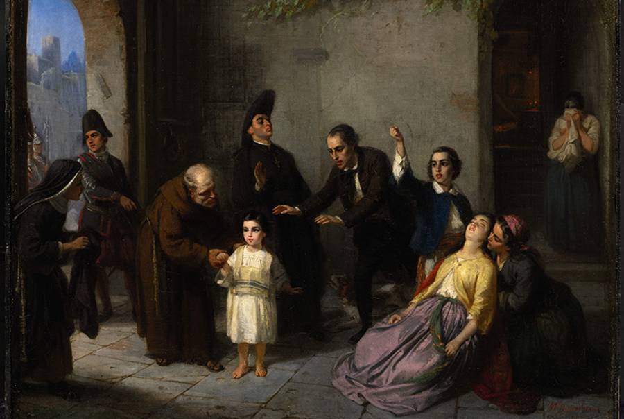 Moritz Daniel Oppenheim, detail of "The Kidnapping of Edgardo Mortara," 1862. (Courtesy of Sotheby's, photo © Jüdisches Museum der Stadt Frankfurt am Main)