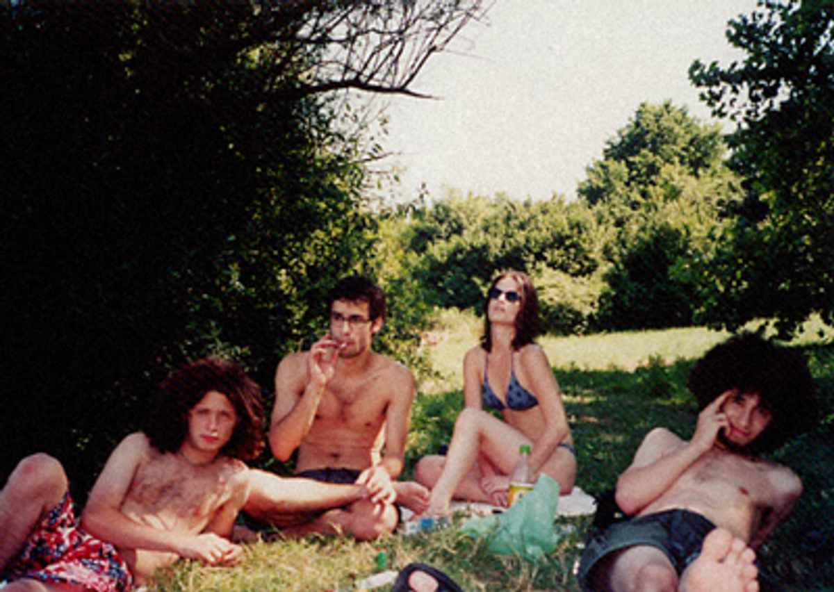 Eighteen years old, in Hungary, and getting into trouble. L-R: brother Benjamin, cousin Bálint, Rita, and the author, 2002. (Photo: Bálint Meggyesi)
