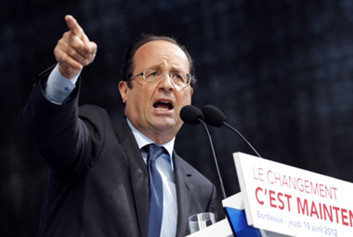 François Hollande campaigning yesterday.(Patrick Kovarik/AFP/Getty Images)