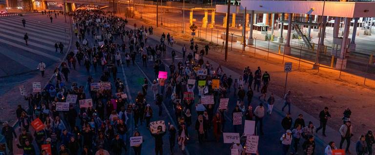 Anti-Trump protesters in El Paso, Texas, on Feb. 11, 2019