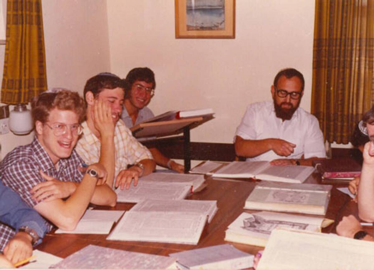 Rav Shagar teaching at Yeshivat Mekor Chayim, mid-1980s. (Photo courtesy The Institute for the Advancement of Rabbi Shagar’s Writings)