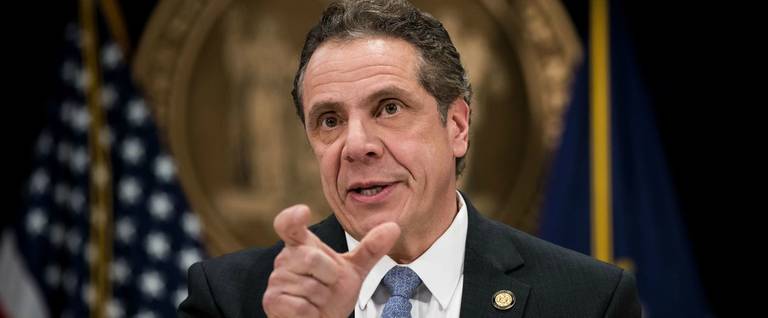 New York Governor Andrew Cuomo speaks during a press conference in New York City, February 15, 2017. 