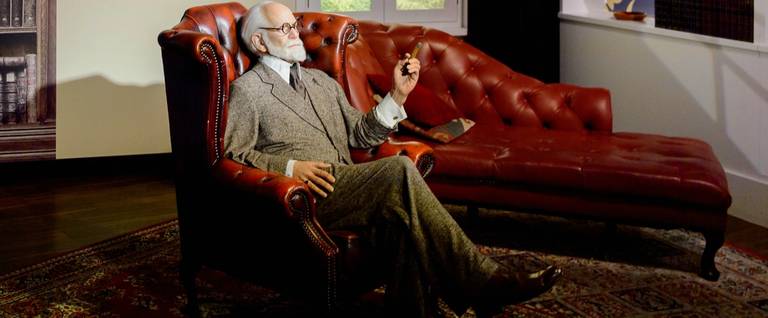 A figure of Sigmund Freud on display at the Madame Tussauds wax museum in Vienna
