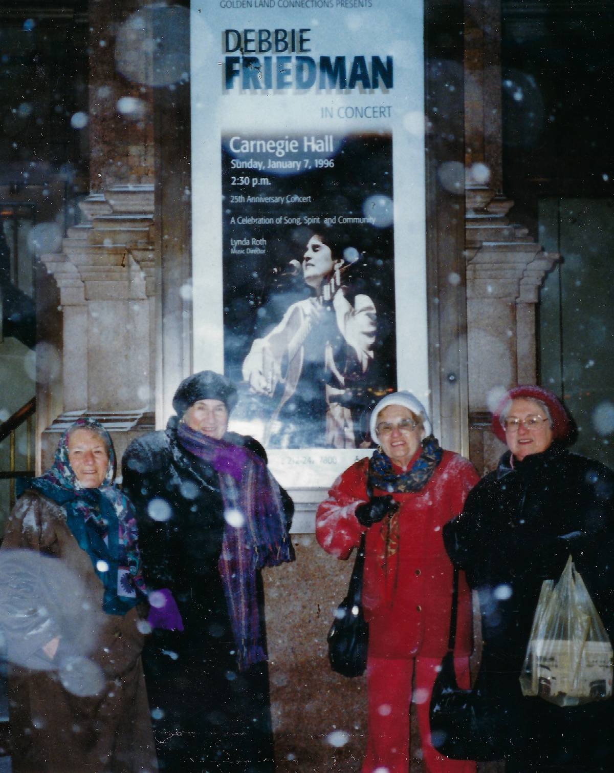 The author’s aunts (including Debbie’s mother, Freda) and mother outside Debbie’s 1996 Carnegie Hall concert