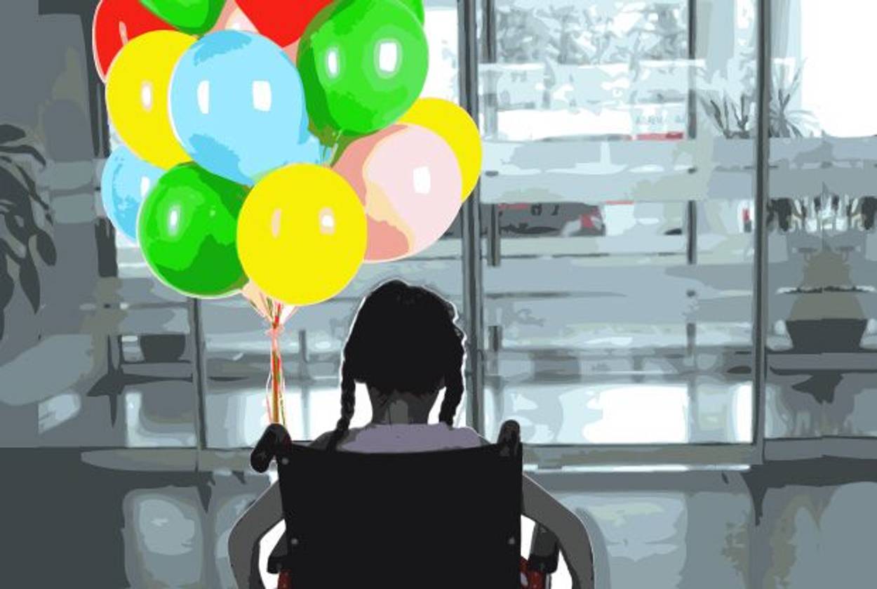 Illustration: Tablet Magazine; hospital: Shutterstock; balloons: Shutterstock