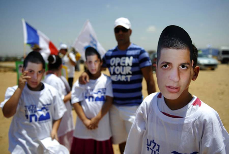 A rally this summer marking the fifth anniversary Gilad Shalit’s capture.(David Buimovitch/AFP/Getty Images)