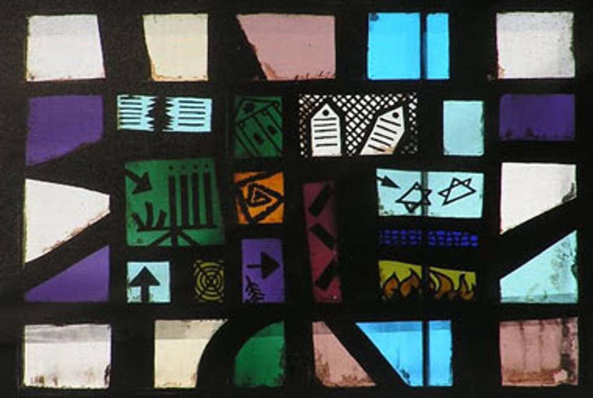 A detail from one of Adolph Gottlieb’s stained glass windows(All photos by Samuel D. Gruber)