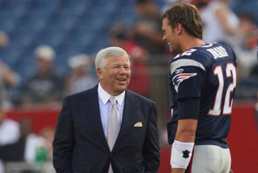 Robert Kraft with an employee, Tom Brady, last year.(Jim Rogash/Getty Images)