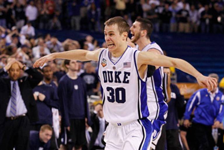 Jon Scheyer in April 2010, upon leading Duke to the NCAA championship.(Jonathan Daniel/Getty Images)