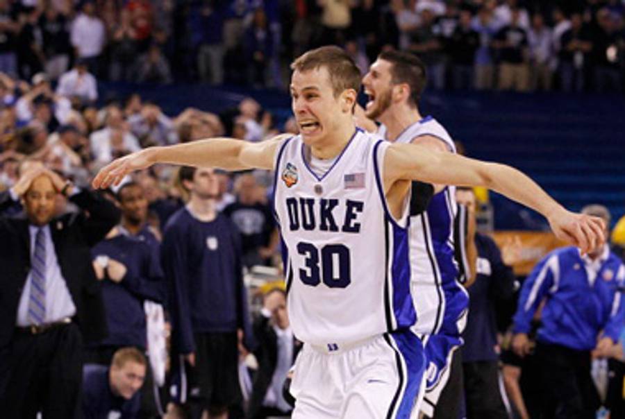 Jon Scheyer in April 2010, upon leading Duke to the NCAA championship.(Jonathan Daniel/Getty Images)