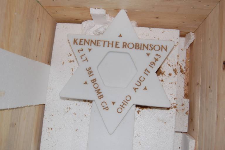 Kenneth Robinson’s new headstone arrives at the Ardennes American Cemetery