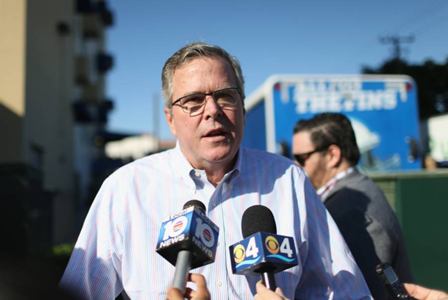 Former Florida Governor Jeb Bush speaks to the media on December 17, 2014 in Miami, Florida. (Joe Raedle/Getty Images)