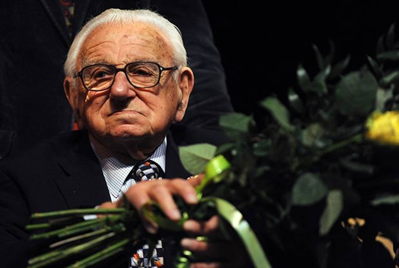 Sir Nicholas Winton, who arranged for more than 650 children to leave Nazi Germany between March and September 1939, at the Prague premiere of 'Nicky's Family' on January 20, 2011. 