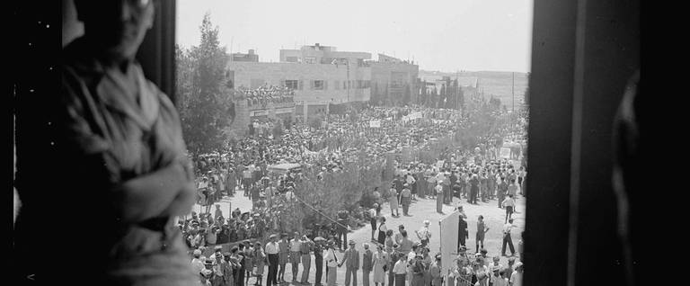 Jewish protest demonstrations against the Palestine White Paper, Jerusalem, May 18, 1939.