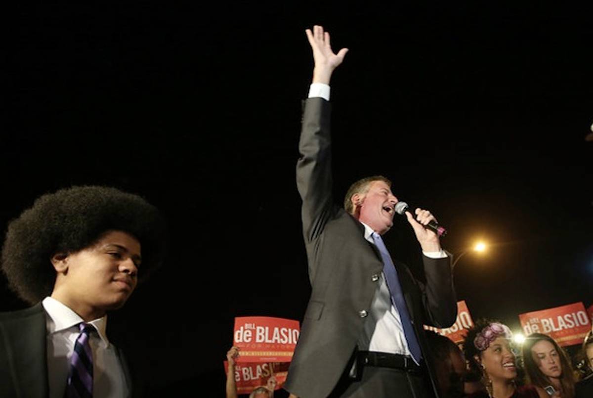 Dante and Bill de Blasio in Brooklyn Last Night.(NYDN)