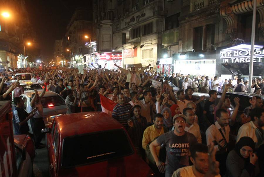 A demonstration in Cairo last night against Ahmed Shafik.(Khaled Desouki/AFP/GettyImage)