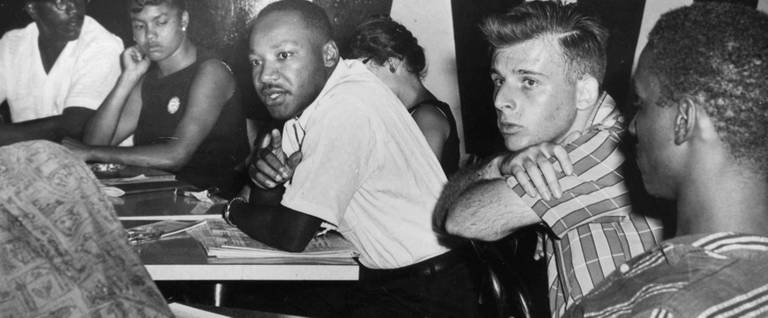 Martin Luther King at a meeting