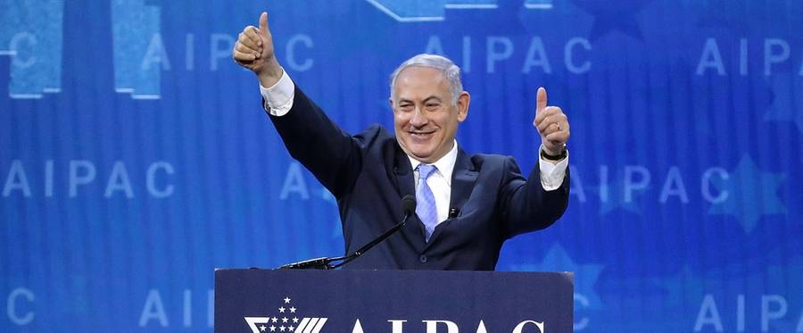 MARCH 06: Israeli Prime Minister Benjamin Netanyahu addresses the American Israel Public Affairs Committee's annual policy conference at the Washington Convention Center March 6, 2018 in Washington, DC.