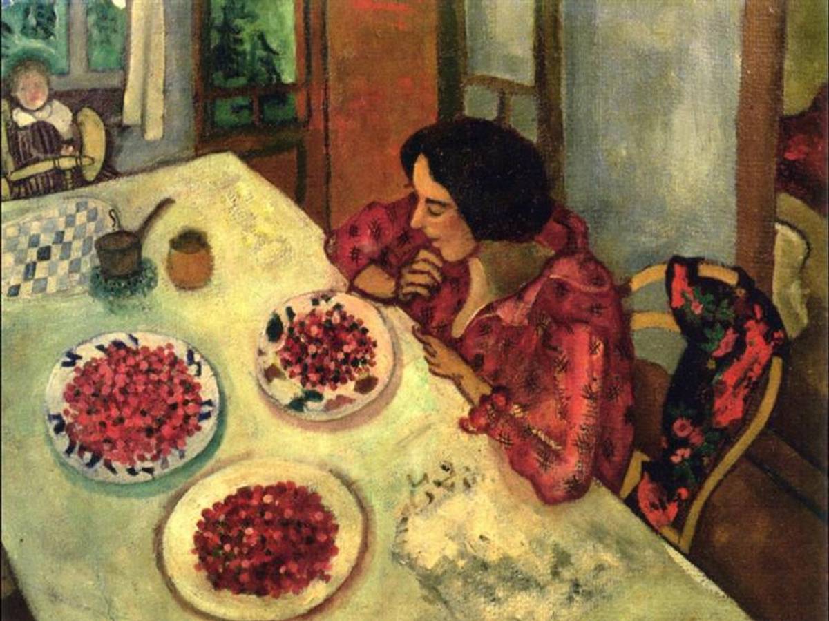 Strawberries, Bella, and Ida at the Table, 1916, oil on canvas.