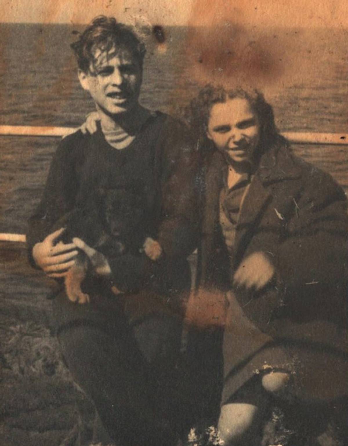 Moni Sana and his sister Cecile on the boat to Israel, 1949 (Photo courtesy Carol Ritter Elbaz)
