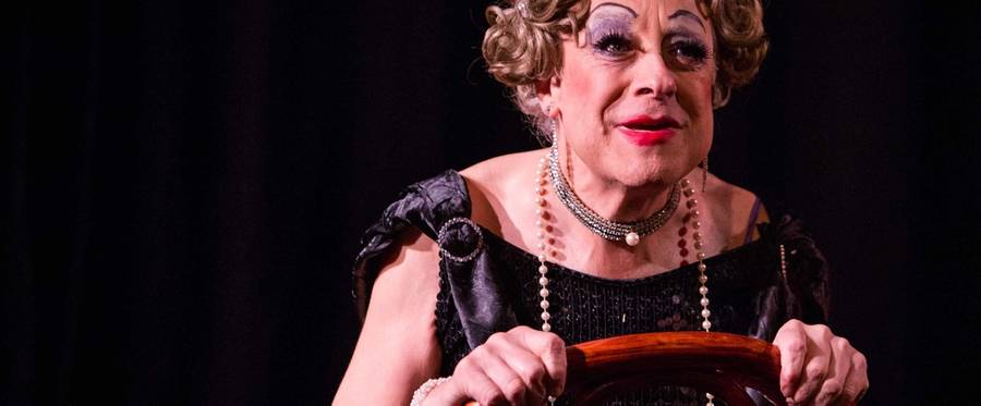 Jeremy Lawrence as his Weimar alter ego Tante Fritzi in "Lavender Songs" at Pangea through April 8.
