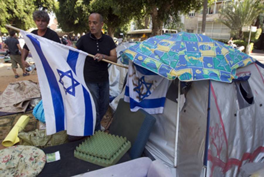 A tent on Rothschild Boulevard last summer.(Jack Guez/AFP/Getty Images)