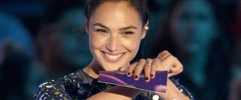 Gal Gadot speaks onstage during the 2017 MTV Video Music Awards at The Forum on August 27, 2017 in Inglewood, California.