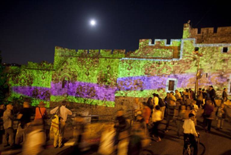 The old city walls during the Jerusalem Festival of Lights last month.(Uriel Sinai/Getty Images)