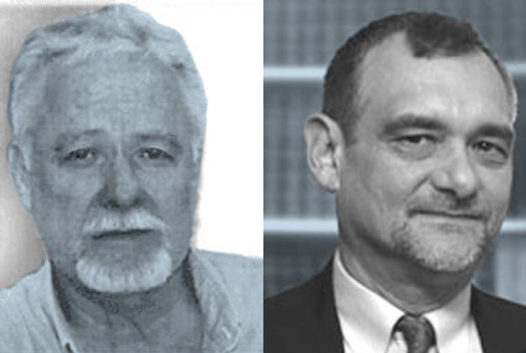 Bradley R. Smith and Mark Weber.(codoh.com (left), www.ihr.org (right))