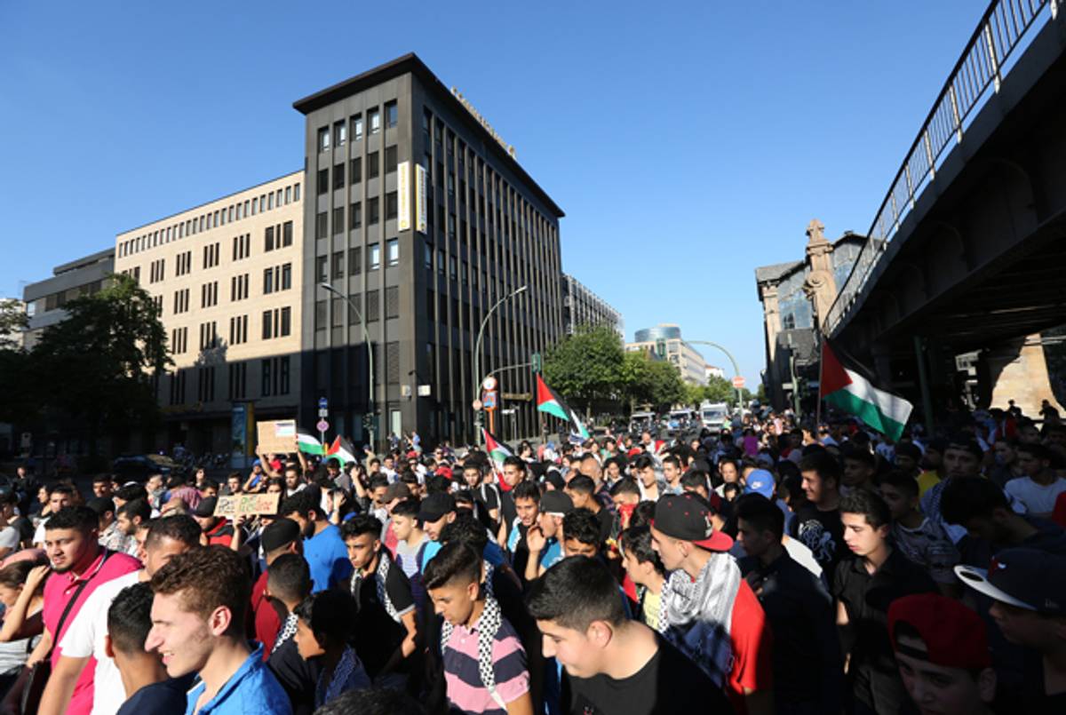 Participants demonstrate at a protest against Israeli military action in Gaza, on July 17, 2014 in Berlin, Germany. (Adam Berry/Getty Images)