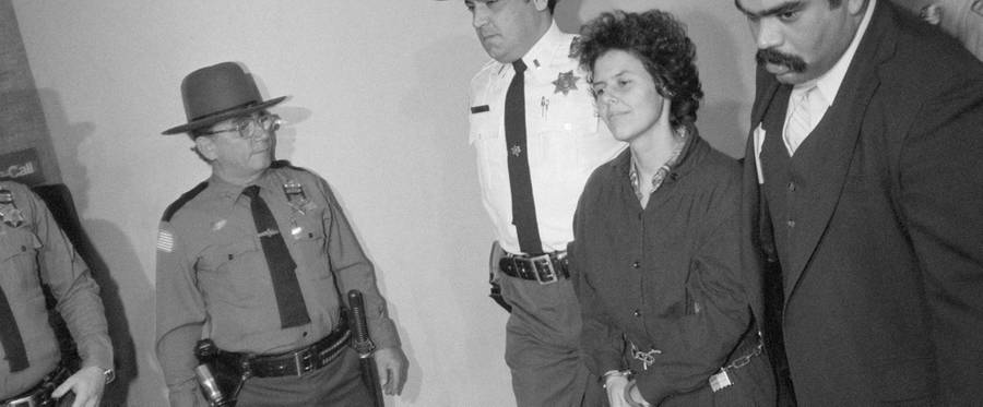 Judith Clark, member of the Weather Underground accused of murder, robbery and assault in the shooting of two police officers and a security guard, at her arraignment, November 24, 1981.