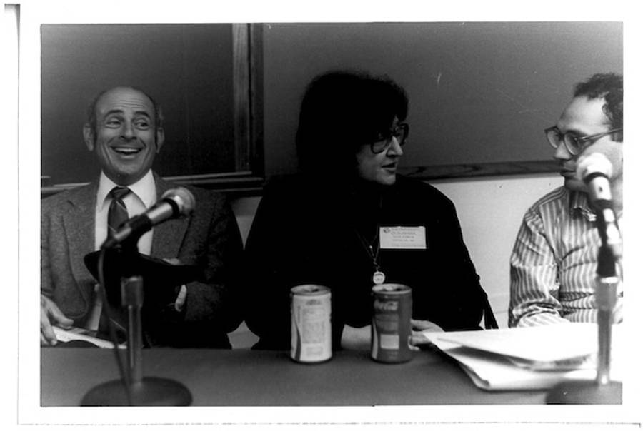 Louis Simpson (left) with Helen Vendler and Charles Bernstein(UPenn)