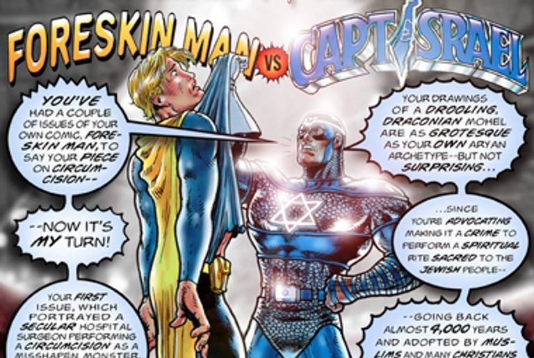 A panel from Foreskin Man vs. Captain Israel.(Arlen Schumer)