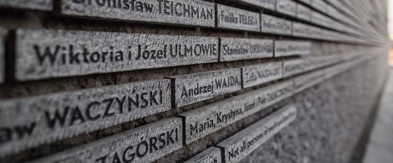 Wall commemorating 'Poles who saved Jews during WWII.'