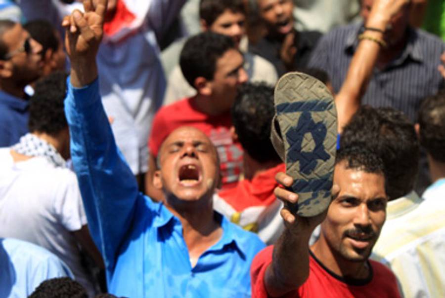 A protest outside the Israeli Embassy in Cairo.(Khaled Desouki/AFP/Getty Images)