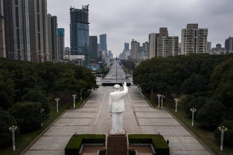General view of empty streets in Wuhan, Hubei province, China, on Feb. 7, 2020