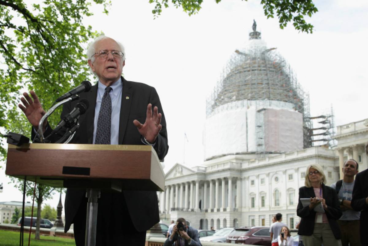 U.S. Sen. Bernard Sanders (I-VT) speaks on Capitol Hill on April 30, 2015. (Alex Wong/Getty Images)
