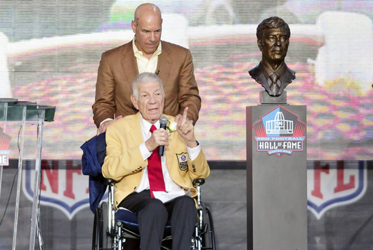NFL Films creator Ed Sabol at an Enshrinement Ceremony for the Pro Football Hall of Fame on August 6, 2011 in Canton, Ohio. ( Jason Miller/Getty Images)