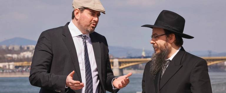 Csanad Szegedi (L) and Rabbi Boruch Oberlander in the documentary 'Keep Quiet,' directed by Joseph Martin and Sam Blair. 