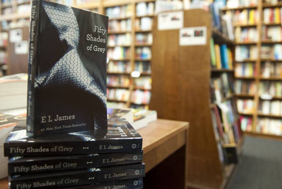 Copies of the book 'Fifty Shades of Grey' by E. L. James are seen for sale at the Politics and Prose Bookstore in Washington, DC, August 3, 2012.(SAUL LOEB/AFP/GettyImages)