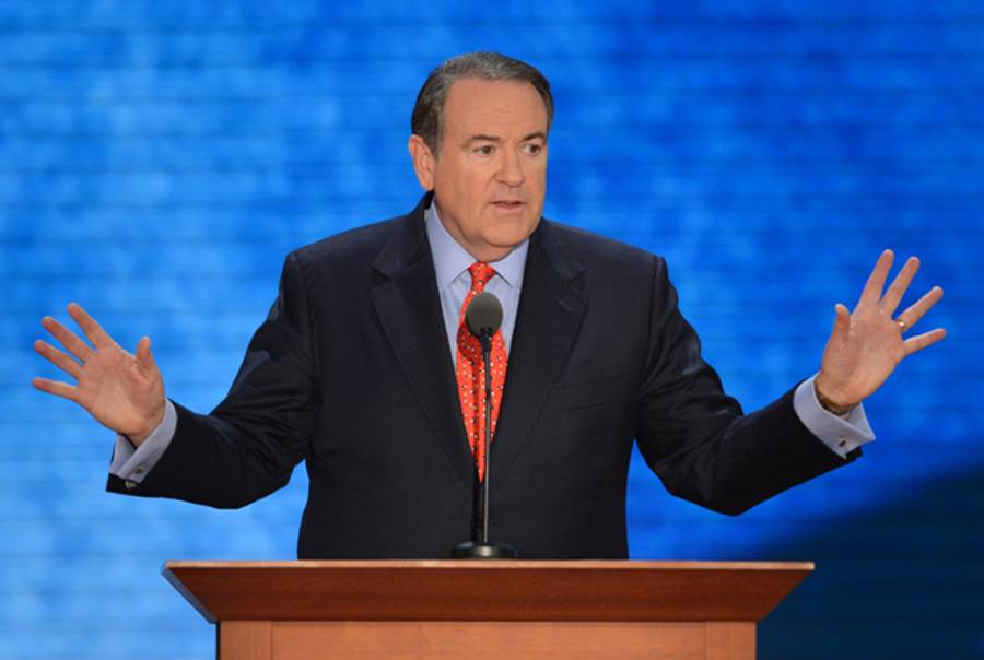 Former presidential candidate Mike Huckabee addresses the audience on August 29, 2012 during the Republican National Convention.(STAN HONDA/AFP/GettyImages)