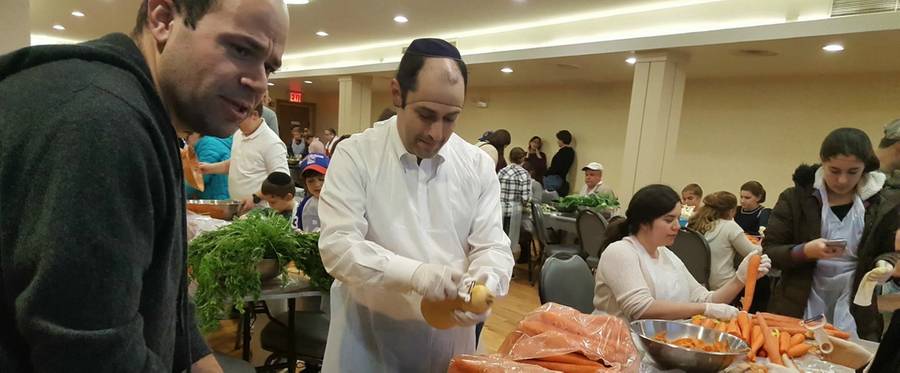 Thanksgiving week vegetable prep and drive by Orach Chaim volunteers for Masbia soup kitchen