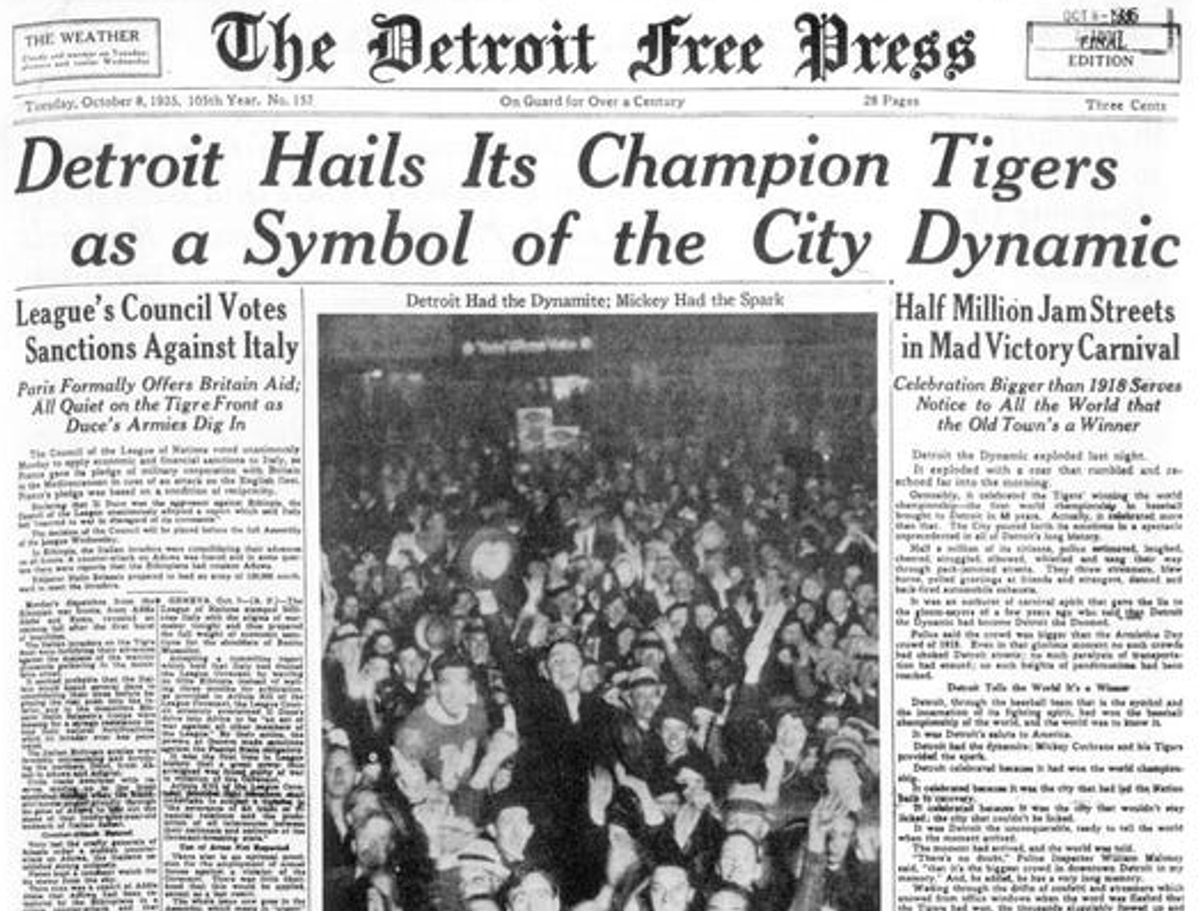 A ‘Detroit Free Press’ from 1935, when the Tigers won the World Series