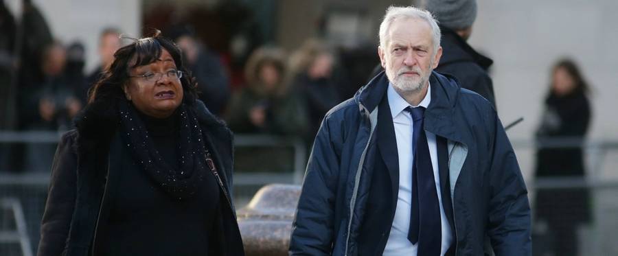 Labour party leader Jeremy Corbyn and shadow home secretary Diane Abbott in London on December 14, 2017.