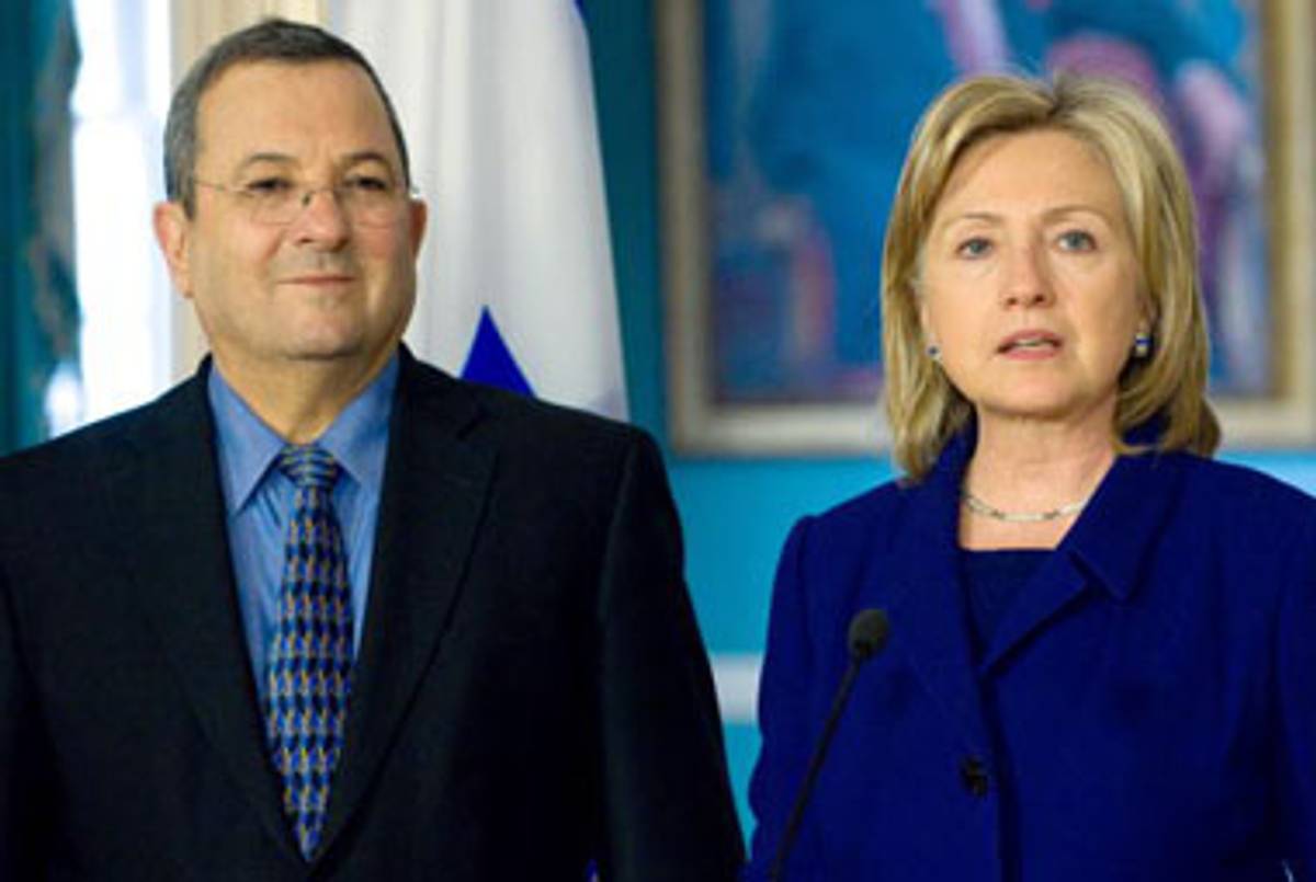 Barak with Secretary of State Hillary Clinton in Washington, D.C., last week.(Saul Loeb/AFP/Getty Images)