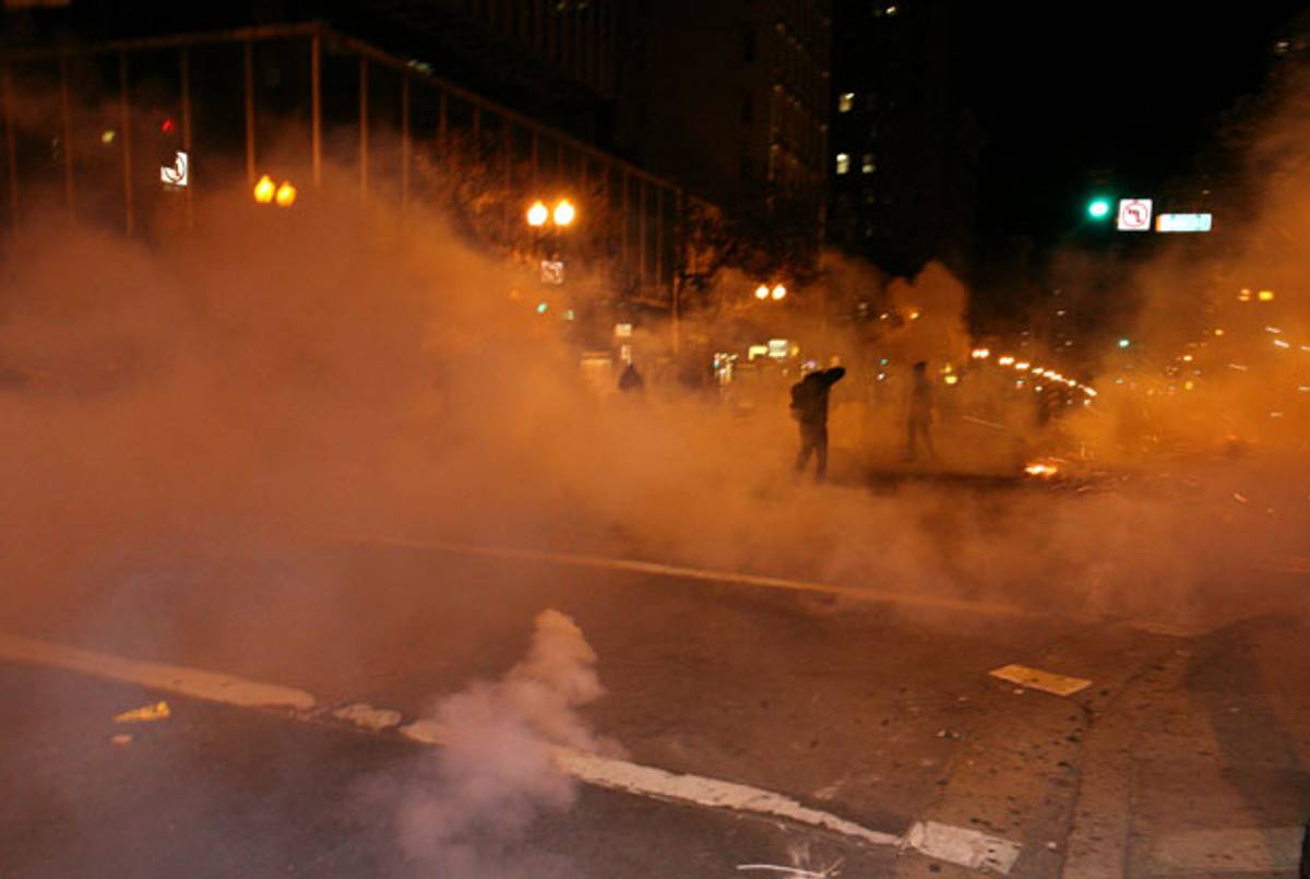 This is what Oakland, California, looked like Tuesday night.(Kimihiro Hoshino/AFP/Getty Images)