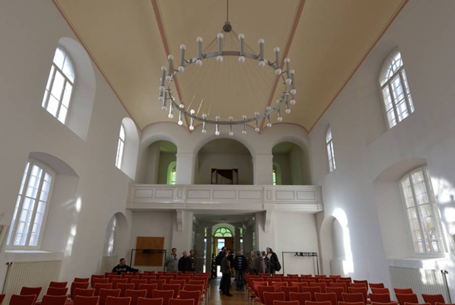 Synagogue in Cottbus, Germany, which was formerly a Protestant church, during a dedication ceremony on November 2, 2014. (BERND SETTNIK/AFP/Getty Images)